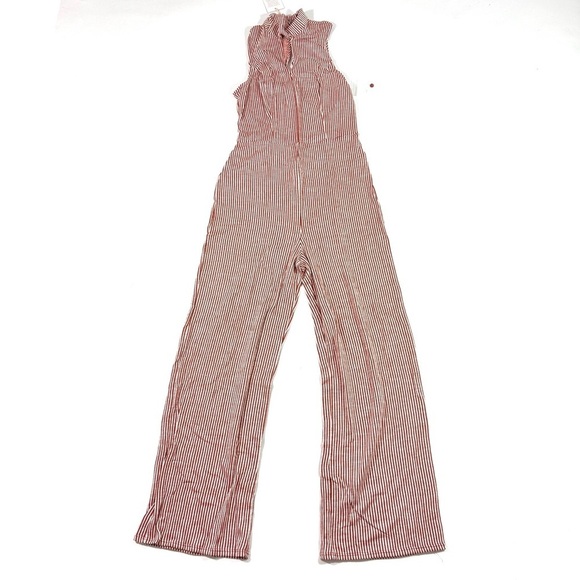 New ModCloth For the Bliss of It Jumpsuit Orange Stripes - Picture 2 of 9